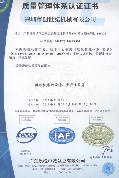 ISO9001質(zhì)量管理體系認證